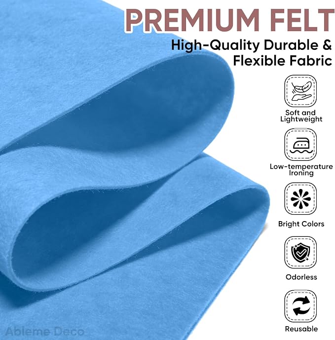 Soft Felt Fabric Sheet 18" x 36", 1.6mm Acrylic Craft Felt, Sky Blue | Soft - Image 2