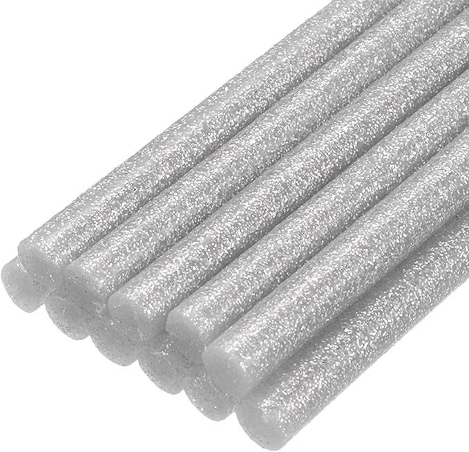 uxcell Mini Hot Glue Sticks for Glue Gun 7mm x 100mm Glitter Bright Silver 12pcs by uxcell