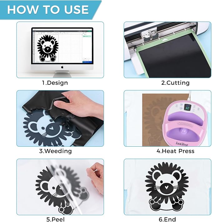 Black Heat Transfer Vinyl 12" x 10ft Black Iron On Vinyl - Image 5