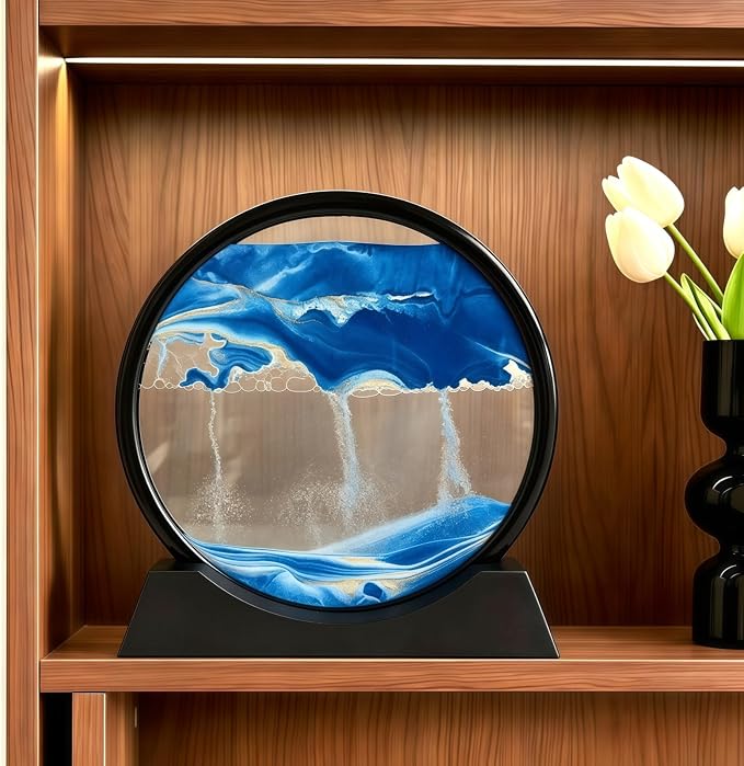 Kbkoudez Moving Sand Art Picture- Sand Art Liquid Motion 3D Sandscape, Round - Image 4