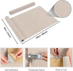 CRE8TIVE Beige White Velvet Wallpaper Peel and Stick 12"x80" Felt Drawer Liner - Image 8