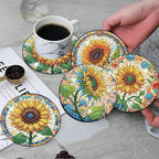 ijbnhd 8 PCS Sunflower Diamond Painting Coasters | Sunflower Diamond Art - Image 5