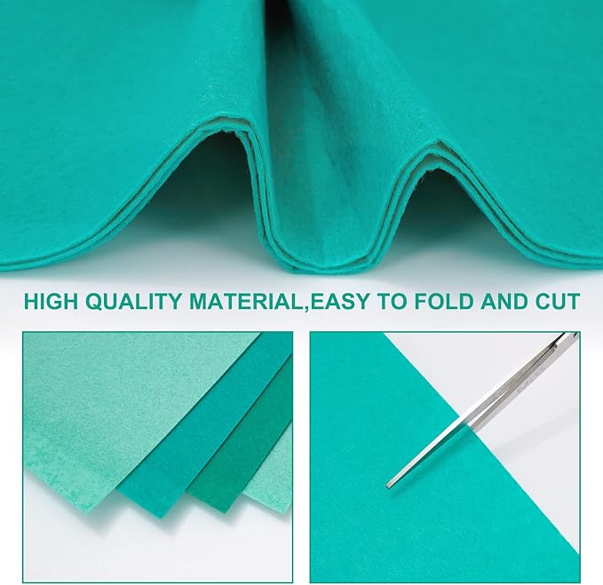 Whaline 18Pcs Felt Fabric Sheets Soft Thick Assorted Turquoise Craft Felt Pack - Image 3