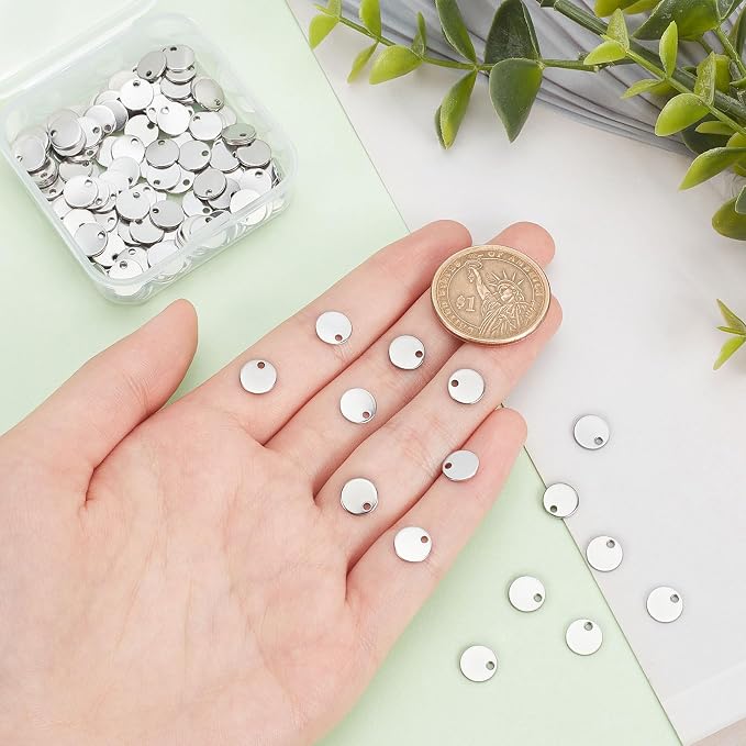 PH PandaHall 100 Pcs 304 Stainless Steel Flat Round Blank Stamping Tag Pendants - Image 3