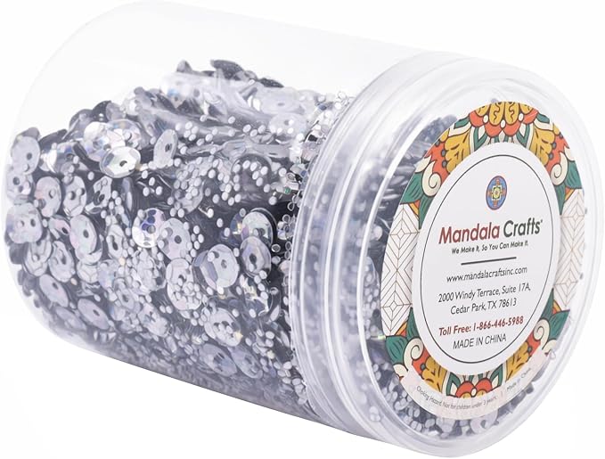 Mandala Crafts 6mm Cup Round Holographic Gray Sequins - Image 4