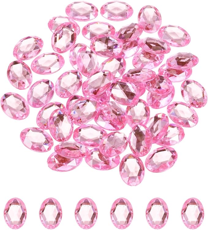 MECCANIXITY 50Pcs Acrylic Oval Gems 13x18 mm Flat Back Artificial Rhinestones by MECCANIXITY