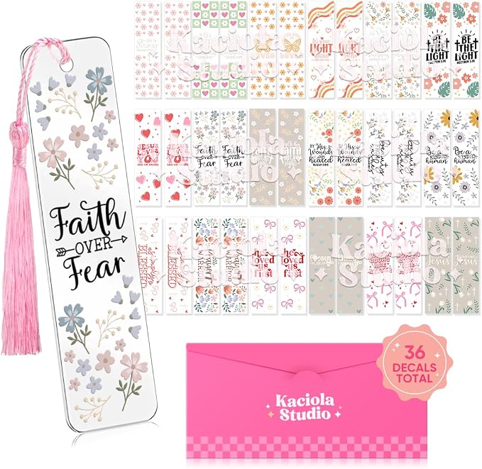 Kaciola 36 Sheets Faith Theme UV DTF Bookmark Wraps, Acrylic Bookmark Blanks UV by Kaciola
