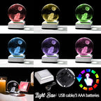 3.15in. Crystal Ball Engraved 3D Rabbit and Moon Stars Figurine Paperweght - Image 2