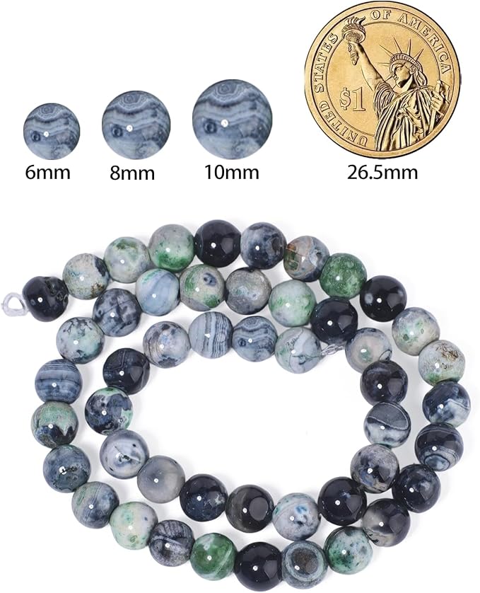 35pcs Round Loose Green Fire Agate Beads - Image 2