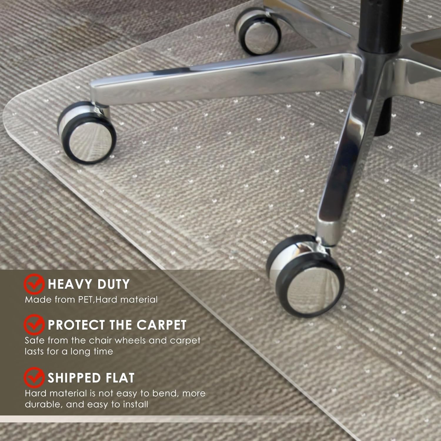 Azadx Heavy Duty Office Chair Mat for Carpet 32" x 55" Hard Material Chair Mat for Carpeted Floor Non-Slip Carpet Protector for Office Easy Glide Desk Floor Mat for Office Chair on Carpets 2 Pack