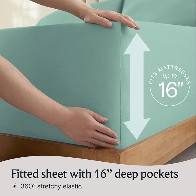 LuxClub 4 PC California King Sheet Set, Breathable Luxury Bed Sheets, Deep - Image 6