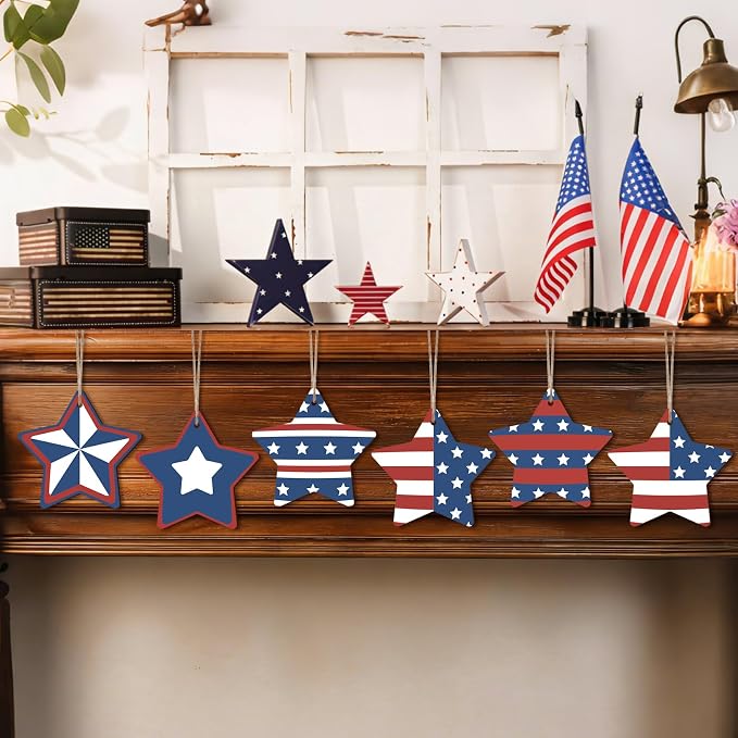 COCHIE 4th of July Stars Wood Crafts to Paint Set of 24, Memorial Day - Image 4
