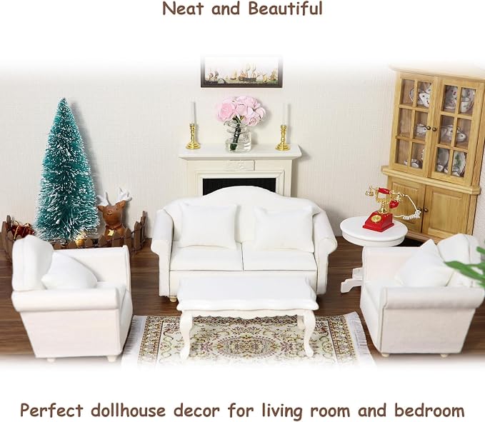 Dollhouse Couch with Pillow 1 12 Scale Miniature Sofa Arm Chair Living Room - Image 7