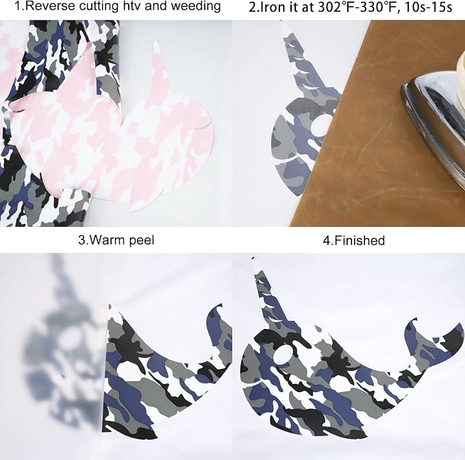 TUMIYA Camo Army Grey Heat Transfer HTV Vinyl Rolls, Stretchy PU HTV Vinyl - Image 5