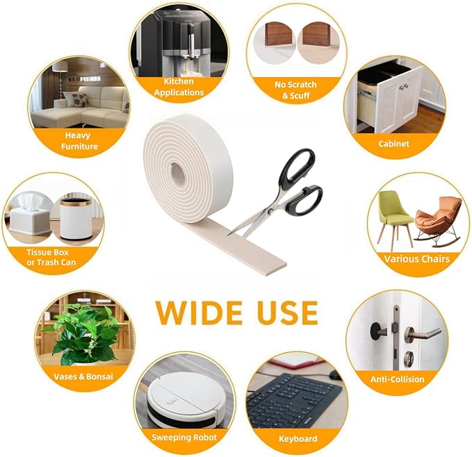 Felt Strips with Adhesive Backing – Furnigear Heavy Duty Cuttable Felt Tape - Image 4