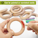 FoDau770 10pcs Natural Beech Wooden Rings, Unfinished Solid Wood Rings Heavy - Image 6
