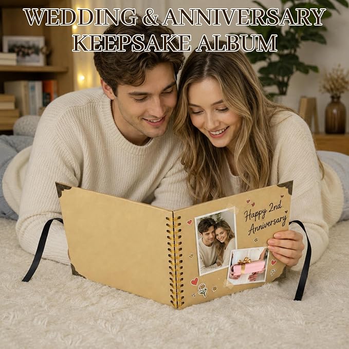 Scrapbook Album 12 Inch 50 Sheets 100 Pages, Kraft Paper Cover DIY Photo Album - Image 7