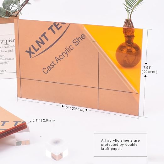 6 PCS Orange Transparent Cast Acrylic Sheets 8" x 12" x 0.118", Plexiglass - Image 5