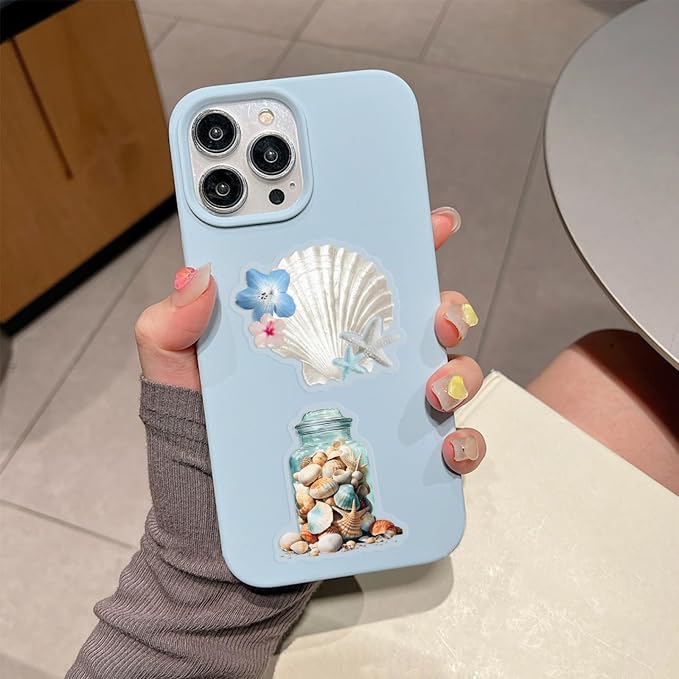 50 Pcs Sea Shell Stickers Aesthetic PET Transparent Conch Stickers Clamshell - Image 4