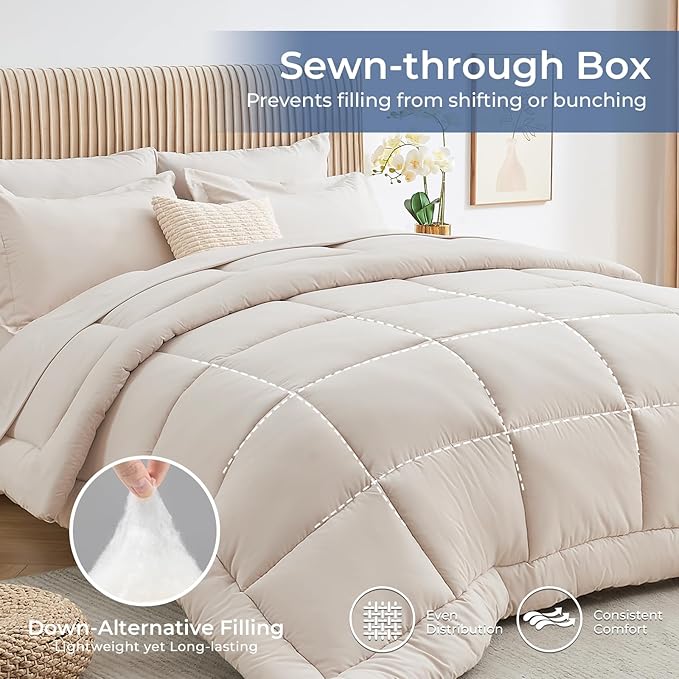 Sasttie Oversized King Comforter Set, 7 Pieces Extra Large Bed in a Bag - Image 3