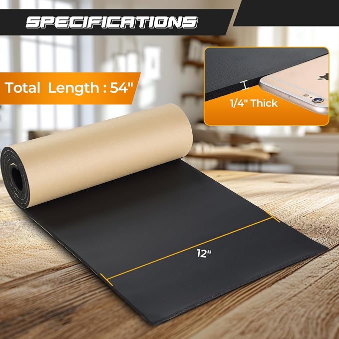 NATGAI Sponge Neoprene with Adhesive Foam Rubber Sheet 1/4” Thick X 12” Wide X - Image 2