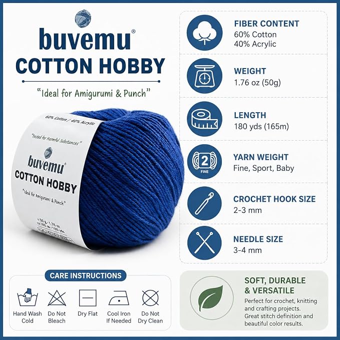 Cotton Hobby Yarn for Amigurumi Crochet & Knitting | Assorted Colors Starter - Image 3