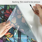 funlife Original Hand-Drawn Privacy Stained Glass Window Film, Reusable Single - Image 4