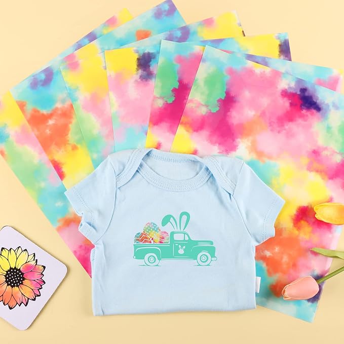 Tintnut Dreamy Tie Dye Heat Transfer Vinyl, PU HTV Sheets, easy cut & weed - Image 4