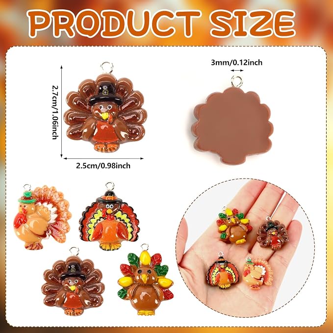 Augshy 64 Pcs Turkey Resin Charms, Thanksgiving Charm - Image 2