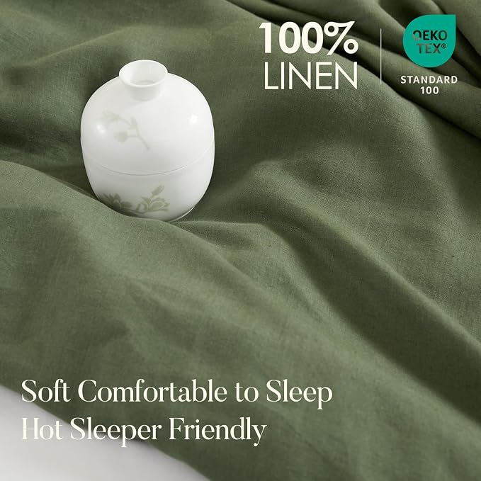 DAPU 100% Linen Duvet Cover Twin 2PCs, Pure Natural French Flax Linen Duvet - Image 2
