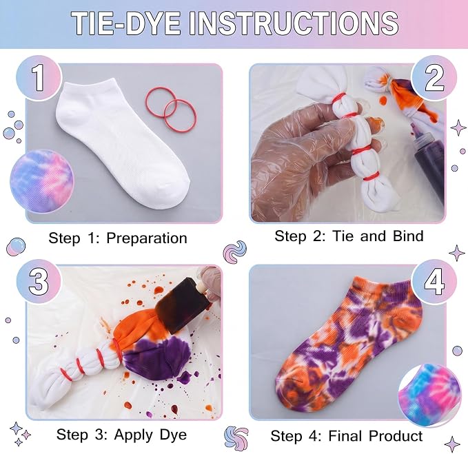 Syhood White Cotton Crew Socks for Tie dye Party Casual Soft Cushion Novelty - Image 5