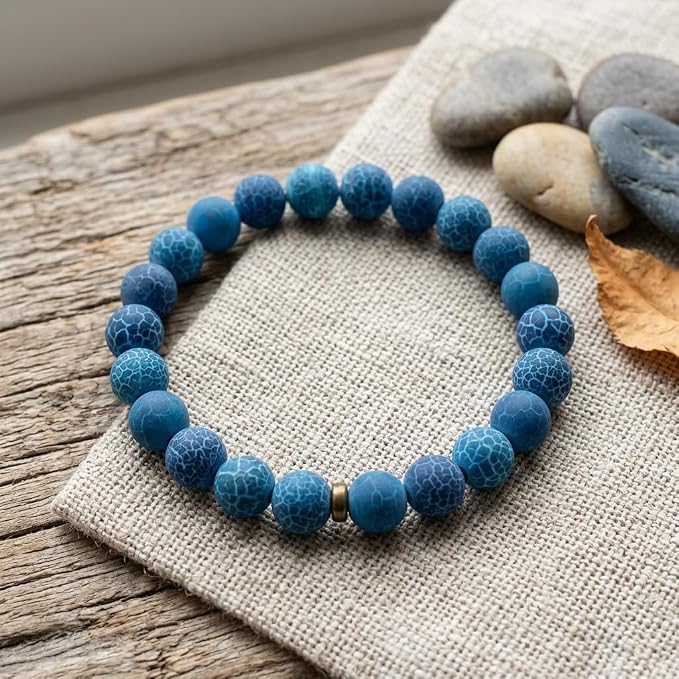 60pcs Deep Blue Frosted Oxidized Natural Gemstone Beads，6mm Round Loose Stone - Image 5