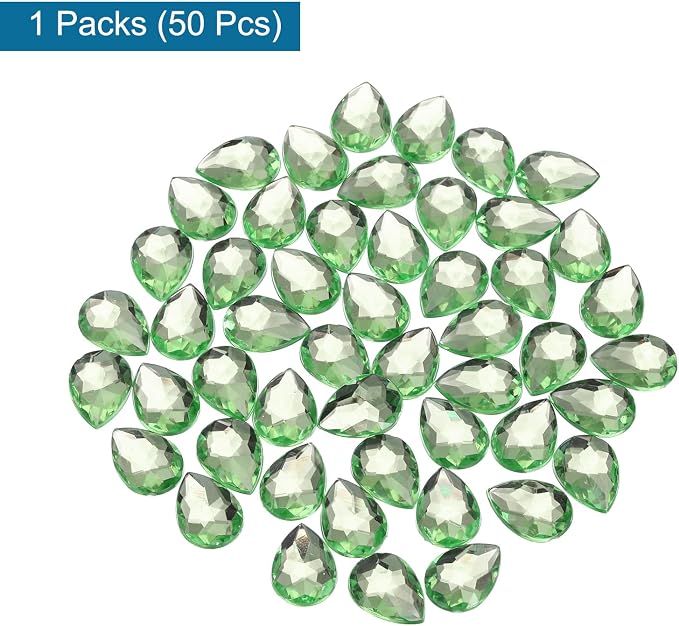 MECCANIXITY 50PCS Flat Back Acrylic Teardrop Gems 13x18mm Artificial Rhinestones - Image 3
