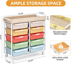 10 Drawers Rolling Cart with Wooden Tabletop, Utility Storage Cart with Wheels - Image 3
