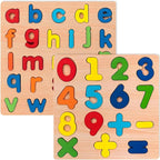 Wooden Puzzles for Toddlers, Bright Colors, 15 numbers puzzles, 26 English by Winbar