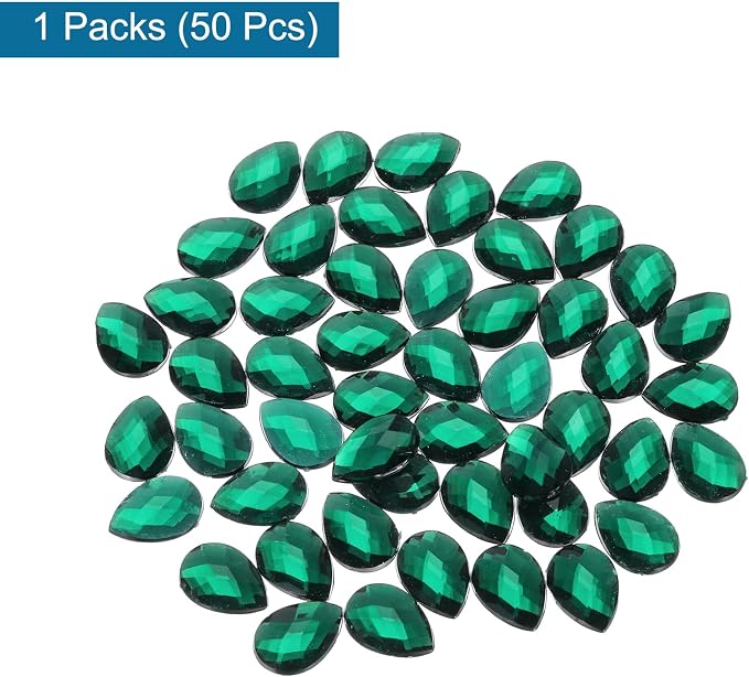 MECCANIXITY 50PCS Flat Back Acrylic Teardrop Gems 18x25mm Artificial Rhinestones - Image 3