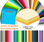45 PCS Felt Fabric Sheets 8 x 8 Inch 2mm Craft Felt Sheets | 45 Assorted Colors - Image 2