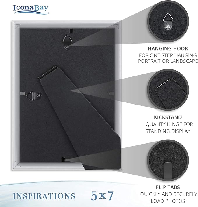 Icona Bay 5x7 Picture Frames, 6 Pack, Contemporary, Inspirations | These Icona - Image 4