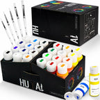 HUAL Acrylic Paint Set With 5 Brushes, 24 Colors by HUALART