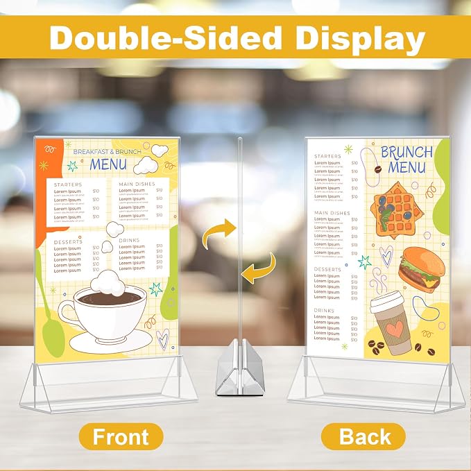 EHWINE Acrylic Sign Holder 8.5 x 11, 8 Pack Double-Sided Tabletop Stand | - Image 3