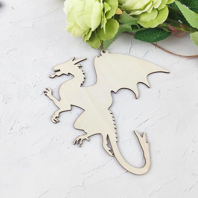 Xonzmmk 20 Pack 6 Inch Wood Dragon Crafts Unfinished Wood Dragon Cutouts Wooden - Image 4