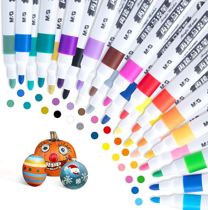 M&G 24 Colors Acrylic Paint Pens Markers Stocking Stuffers, Paint Pens - Image 2