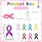 SANNIX 90 Pcs Ribbon Charms, Awareness Ribbon Enamel Charms - Image 2