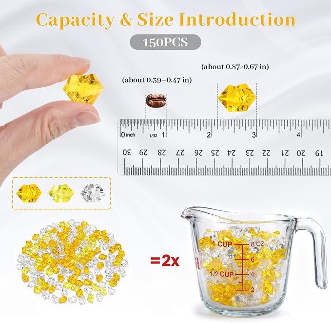 DomeStar Yellow and Clear Mixed Fake Ice, Fish Tanks Decor Table Scatter DIY - Image 2