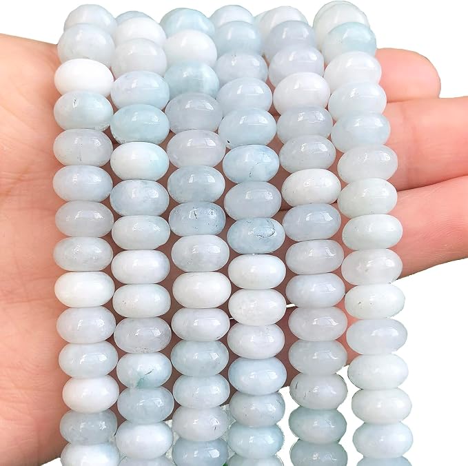 Songxi 5x8mm Natural Aquamarine Stone Rondelle Beads, Gemstone by SongXi
