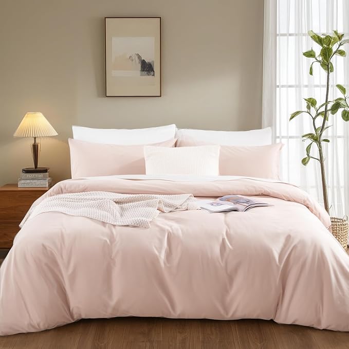 NEXHOME PRO Duvet Cover Set Queen Size Linen Look Textured Organic Natural 100% - Image 2
