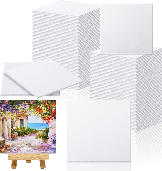 Moinchore 100 Pcs 4 x 4 Inch Mini Painting Canvas Panels Art Painting Canvases by Moinchore
