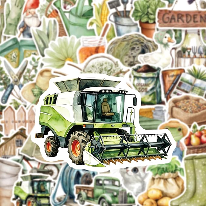 50 Pcs Cute Garden Farm Life Stickers, Vintage Plant Gardening Tool Animal - Image 4