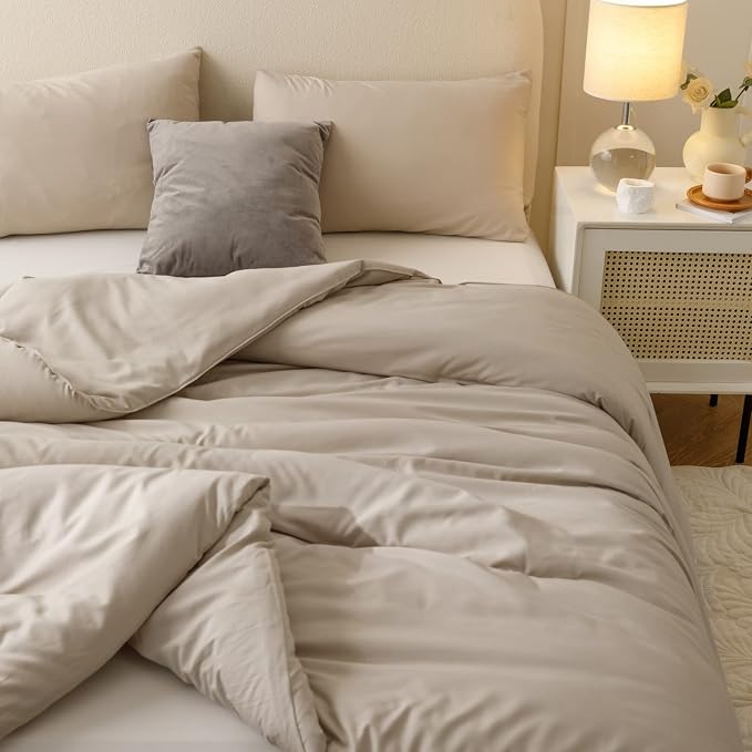 ROSGONIA Oatmeal Twin/Twin XL Comforter Set - Image 4