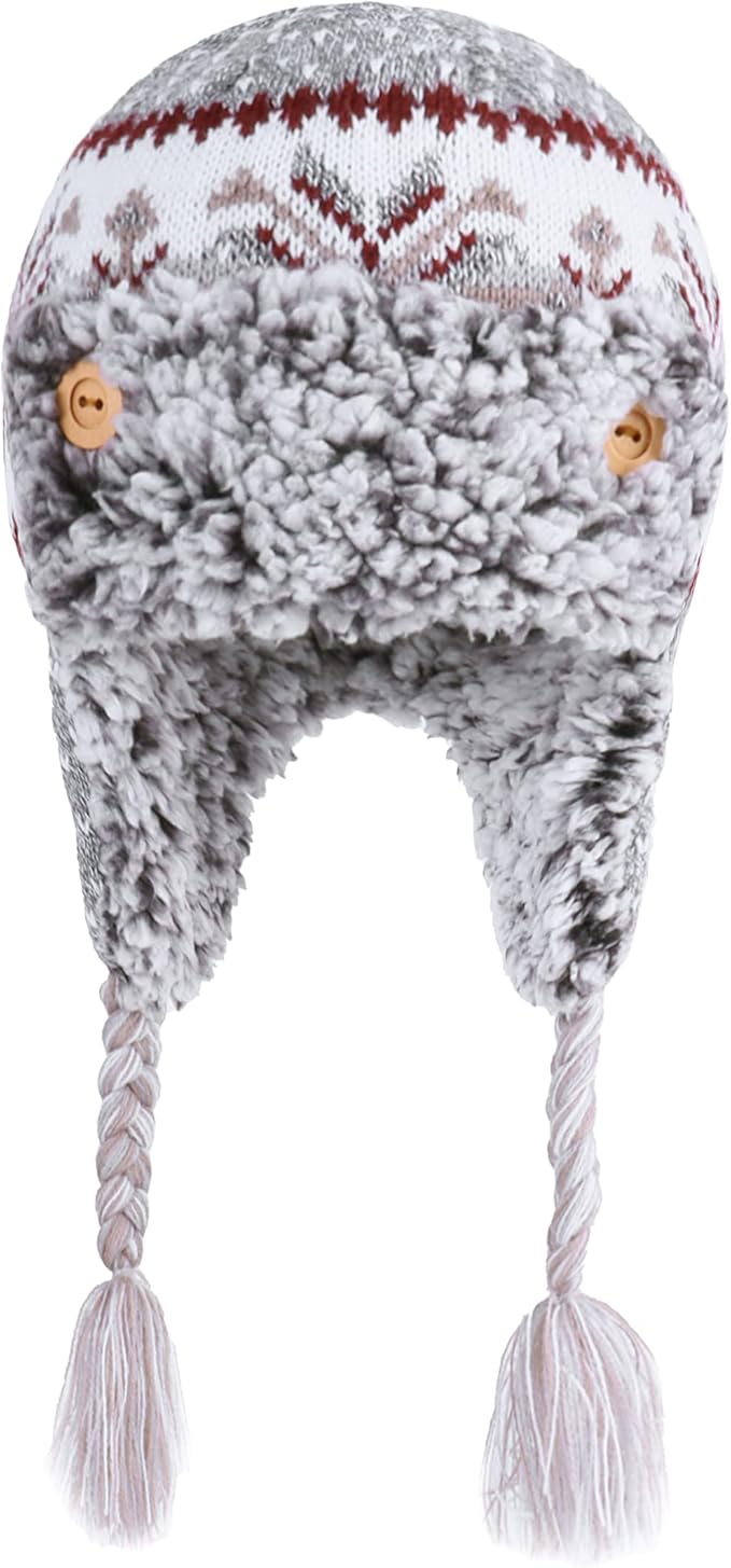 LANGZHEN Toddler Kids Infant Winter Hat,Earflap Knit Warm Cap Fleece Lined Beanie for Baby Boys Girls